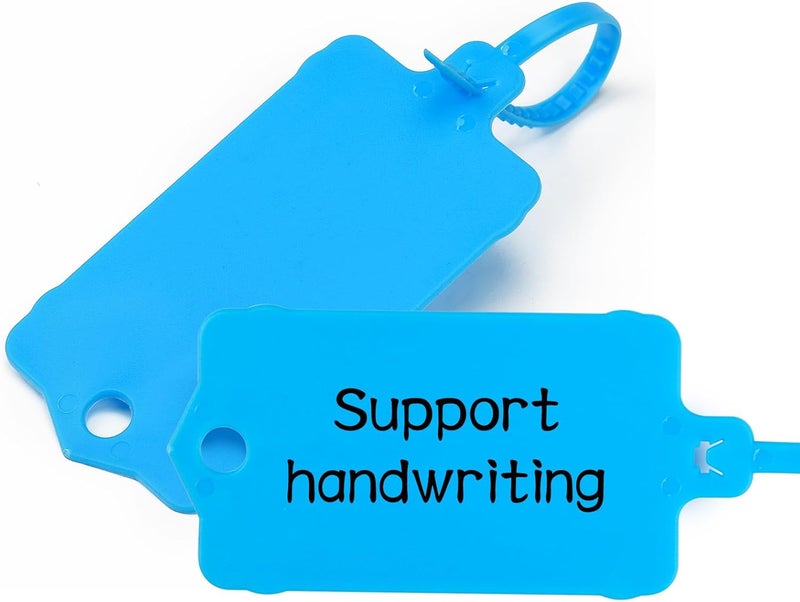 LeadSeals 100pcs Blank Plastic Tags for Labeling Reusable Hanging Tags Ties Key Tag Storage Labels Waterproof Plastic Mark Label Writable Hang Sign with One Marker Pen (Blue) - Image 5